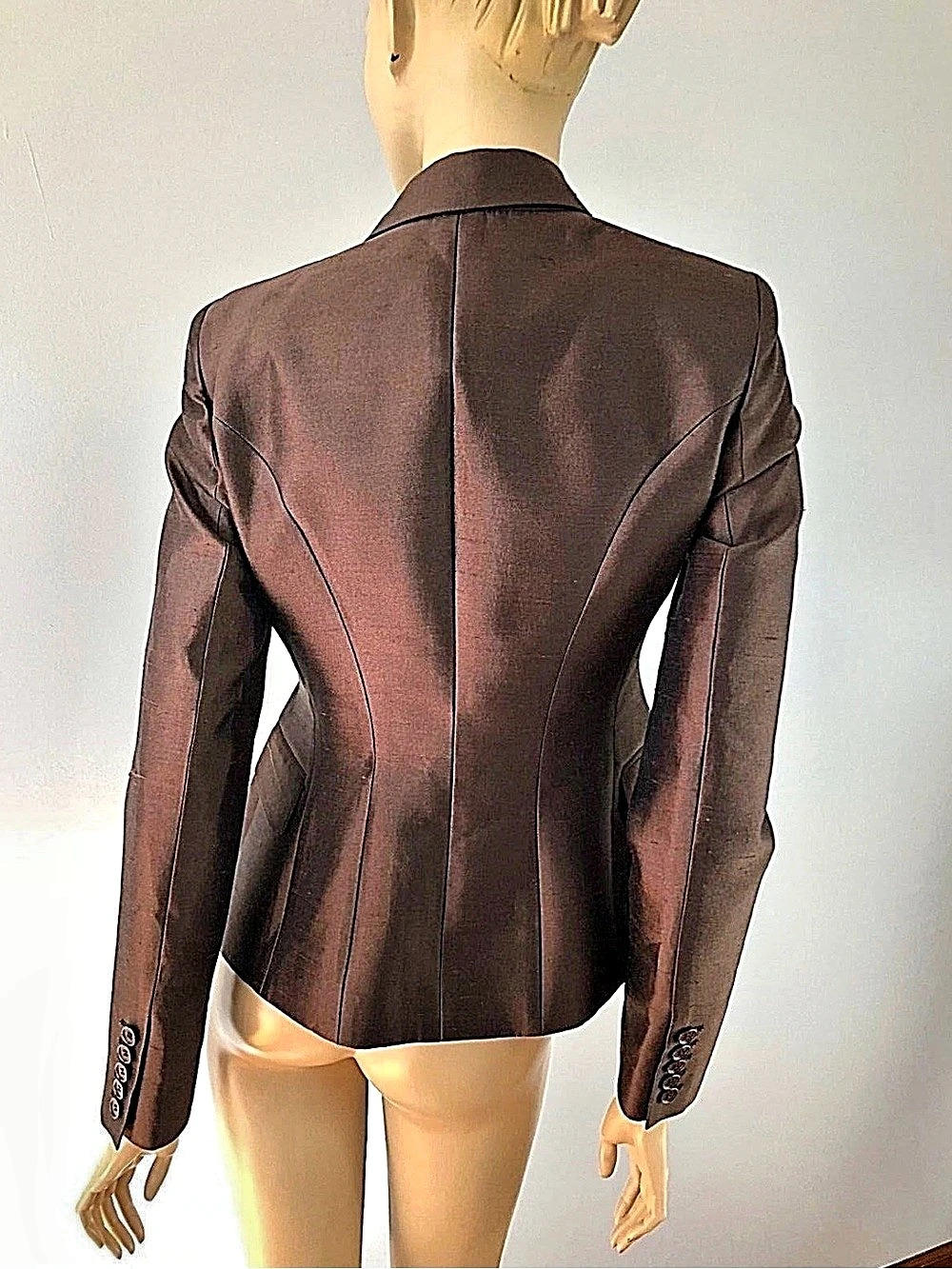 Michael Kors Collection Chocolate Brown Tailored Blazer Size 2 Like New - Picture 6 of 8